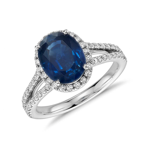藍寶石環鑽婚戒