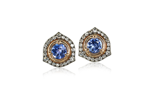 IVY New York淡藍色尖晶石鑽石耳環